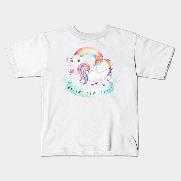 Dreams come true Kids T-Shirt by Simple Wishes Art